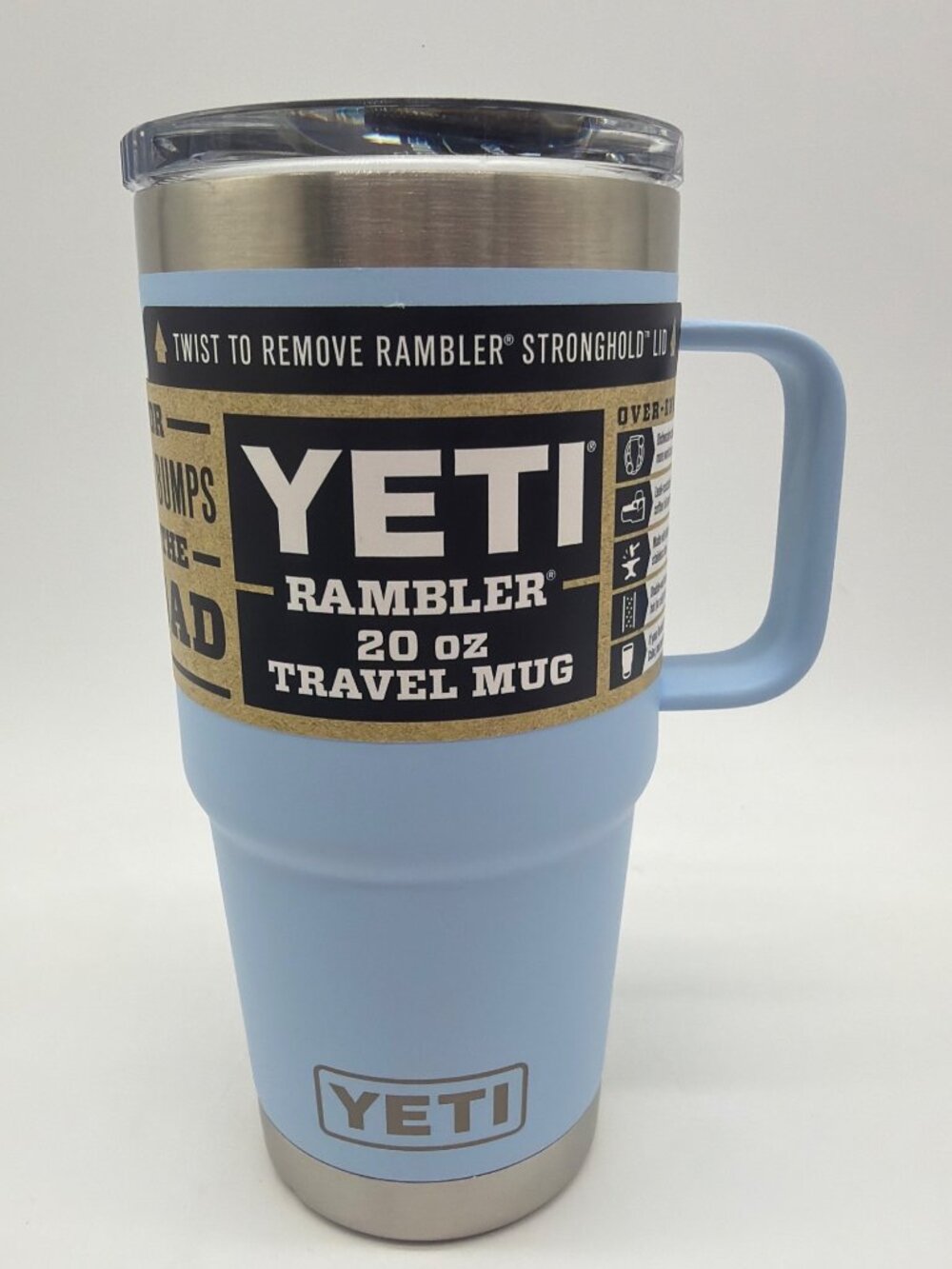 Yeti Rambler 20 Oz Travel Mug Big Sky Blue Stainless Steel With Stronghold Lid